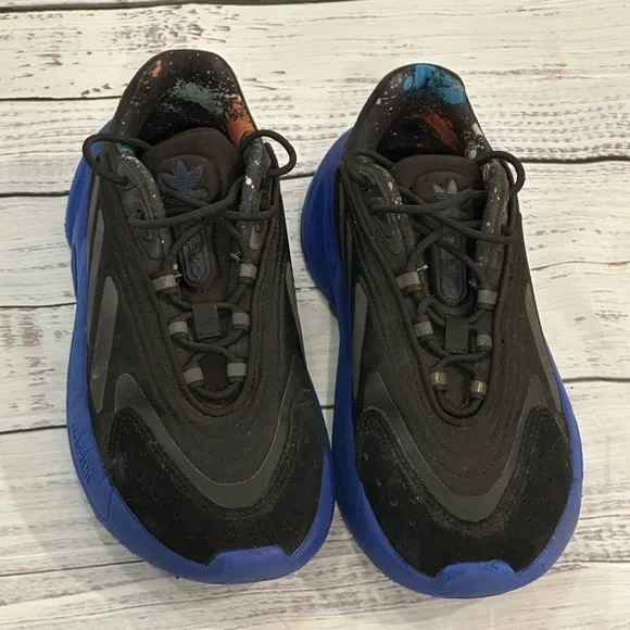 Adidas Ozelia J Ortholite Sneakers Core Black Lucid Blue Colorway Women’s Size 5 - Picture 3 of 6